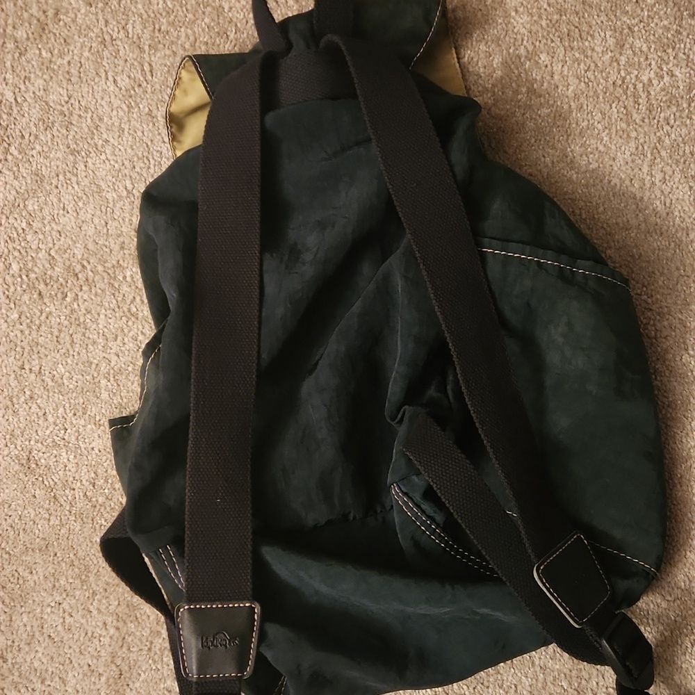 Kipling Dark Green Nylon Mini Drawstring Backpack… - image 5